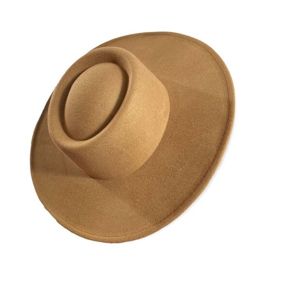 Dark Brown Wide Brim Pork Pie Round Crown Rancher Fedora Hat NEW - Picture 2 of 3